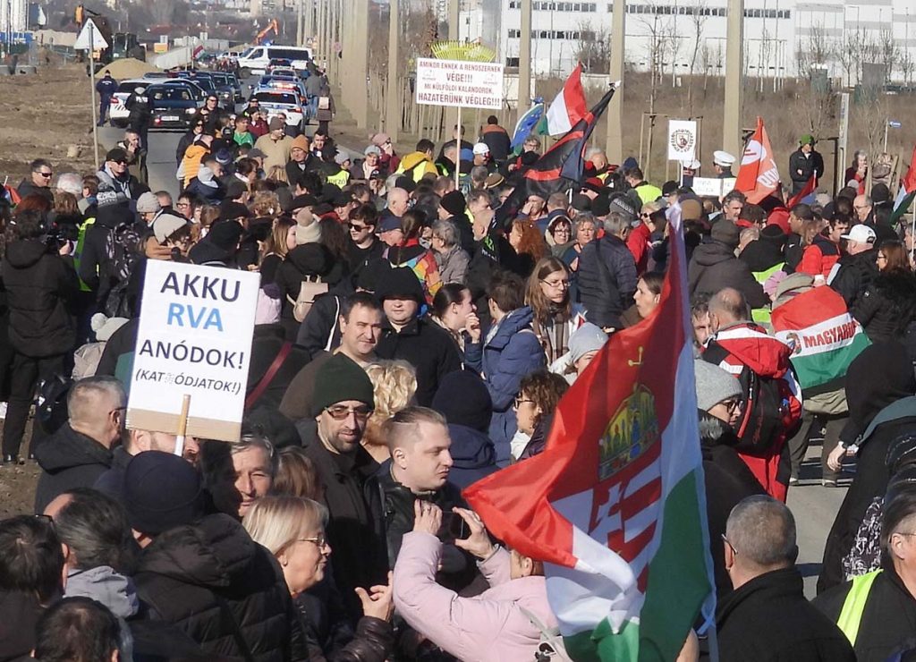 Akkumulátorgyár tüntetés Debrecen 20250201