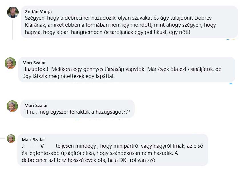 Varga Zoltán Facebook komment