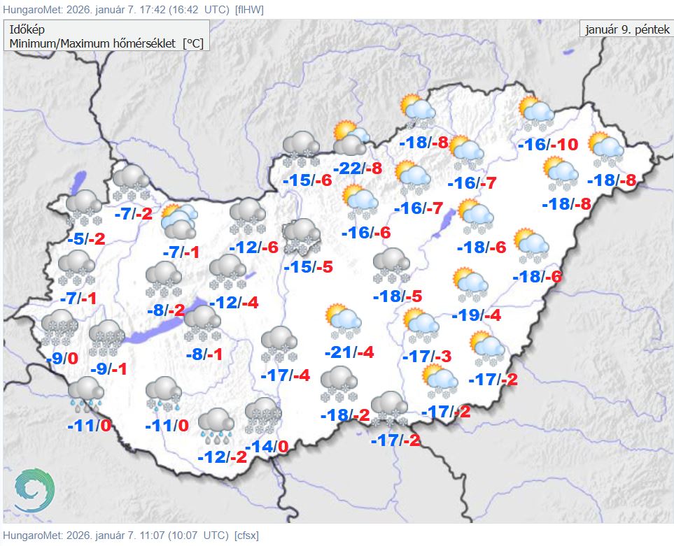 A HungaroMet előrejelzése