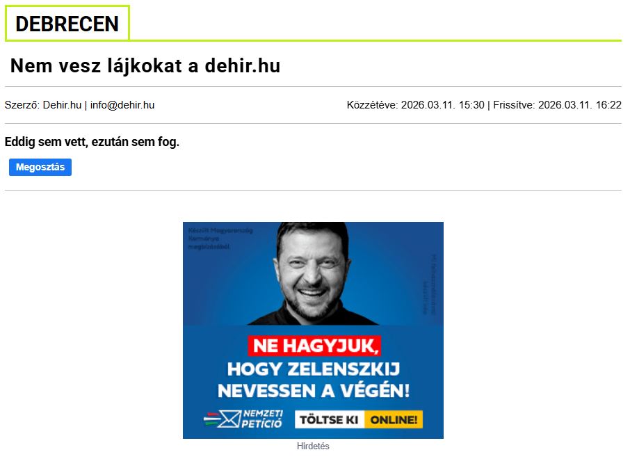 Nem vesz lájkokat az önkormányzati média