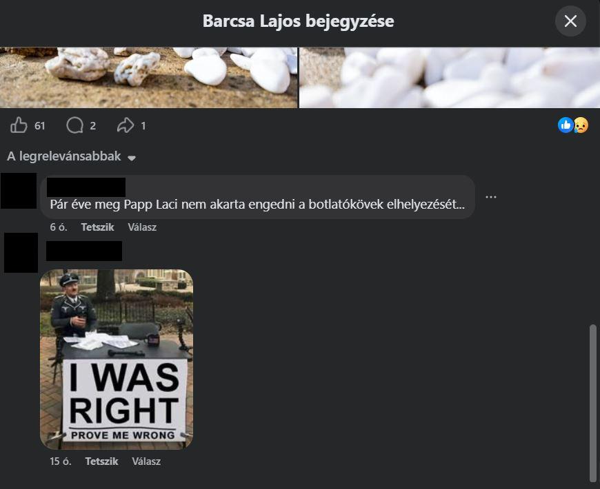 Náci komment Barcsa Lajos oldalán