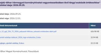 Ingóságokat értékesít a kormányhivatal